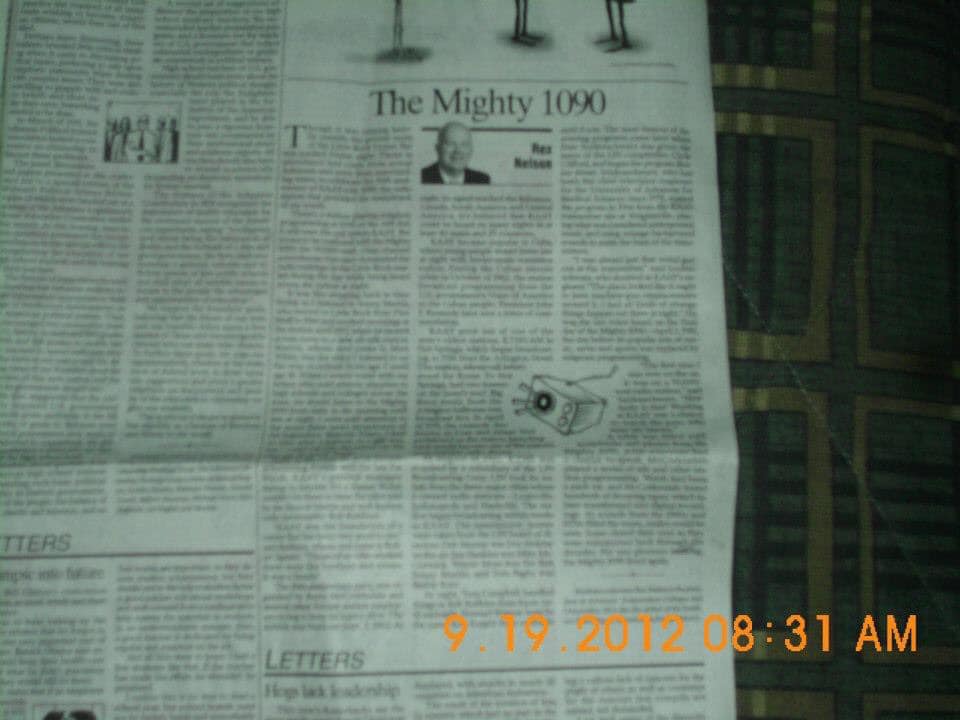 The Mighty 1090 KAAY Newspaper Article, From Doug Virden