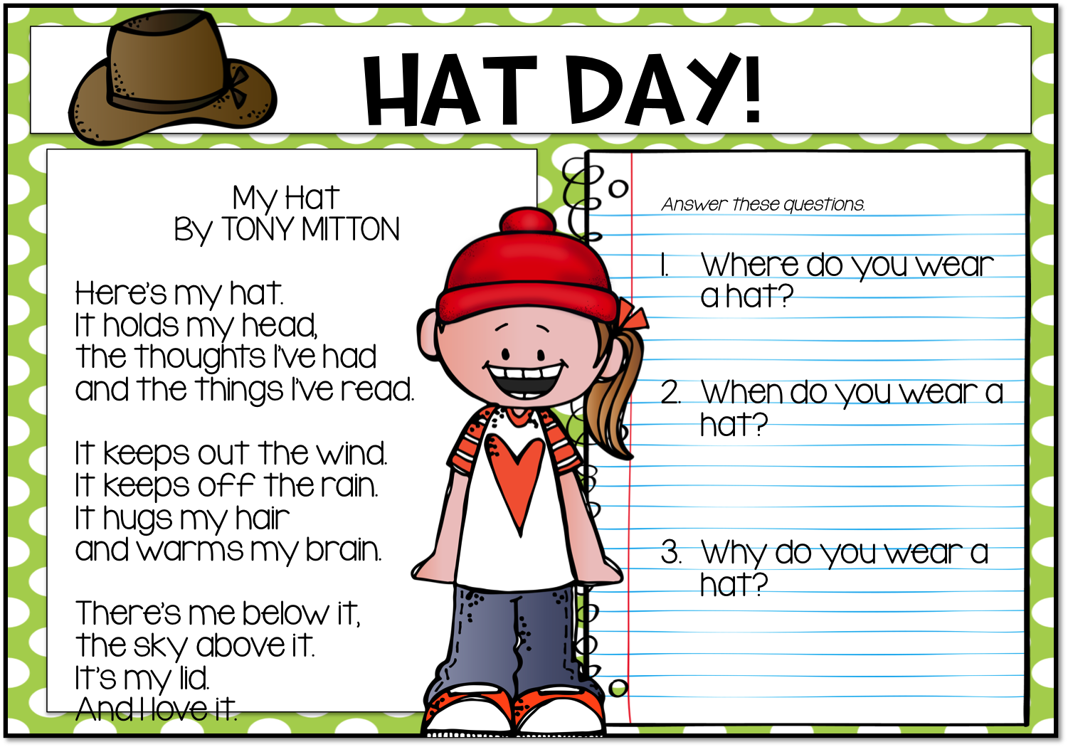 1st Grade Hip Hip Hooray! Hh is for Hat for Distance Learning!