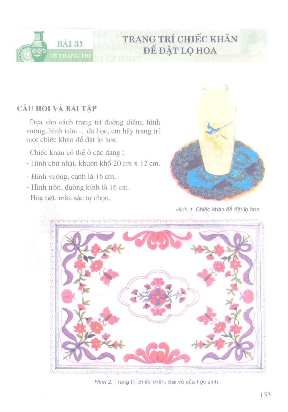 Bài 31. Trang trí trên chiếc khăn để đặt lọ hoa - Sách Giáo Khoa ...