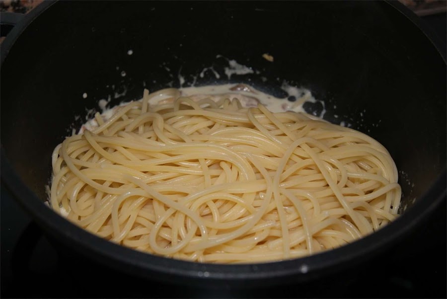 spaguetti con setas paso 4