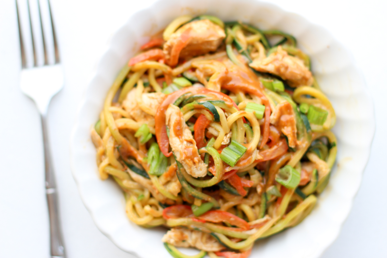 Zoodles with Chicken and Peanut Sauce