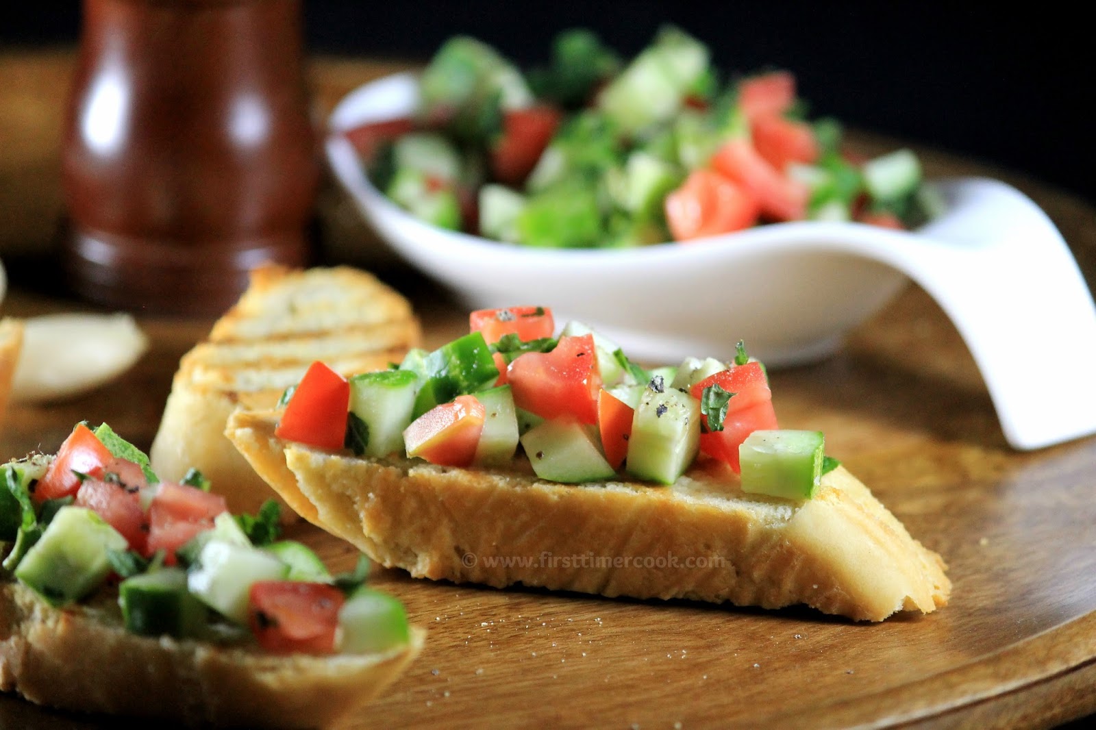 First Timer Cook Minty Cucumber Bruschetta