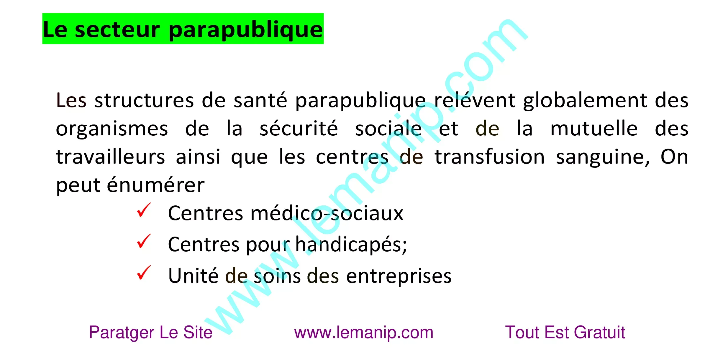 Le secteur parapublique