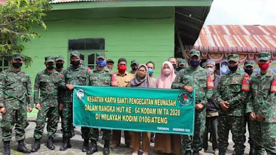Kodim 0106/Aceh Tengah Laksanakan Pengecatan 2 (Dua) mushola Dalam Rangka HUT Kodam IM ke-64. TA 2020