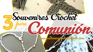 Souvenires para Comunión ~ Cruz ~ Rosario ~ Bolsita / Tutoriales Crochet