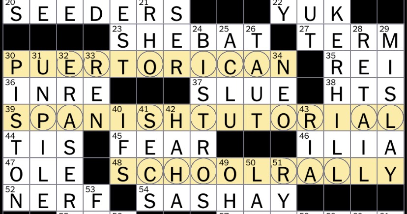 The New York Times Crossword Puzzle Solved: Thursday's New York Times crossword puzzle solved