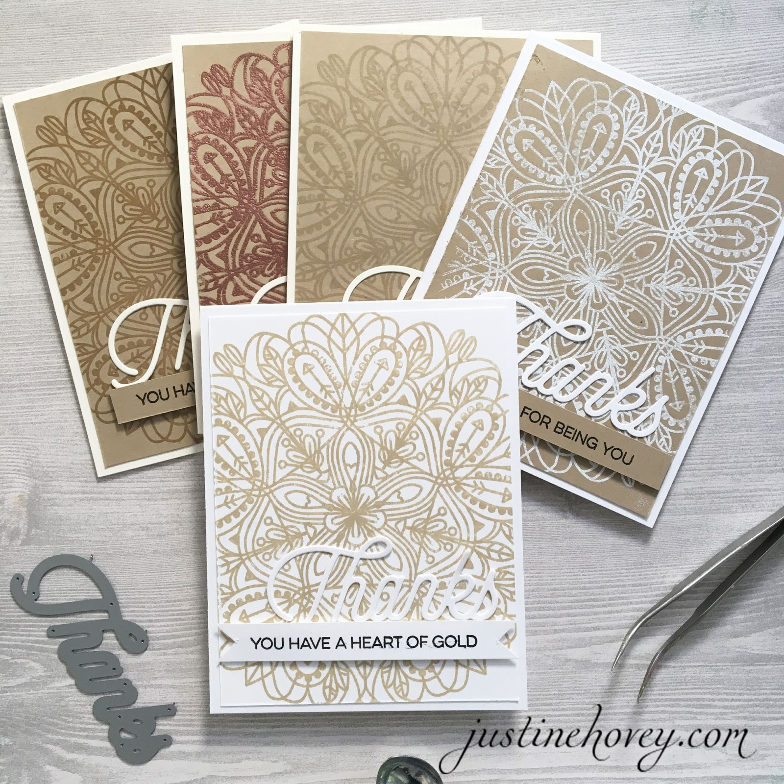 Justine's Cardmaking Bulk Thank you Cards with the MISTI Creative Corners!