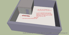 CAD Safe Room Design for an existing Basement-8in CMU, Steel Door, 6in Reinforced Concrete Ceiling