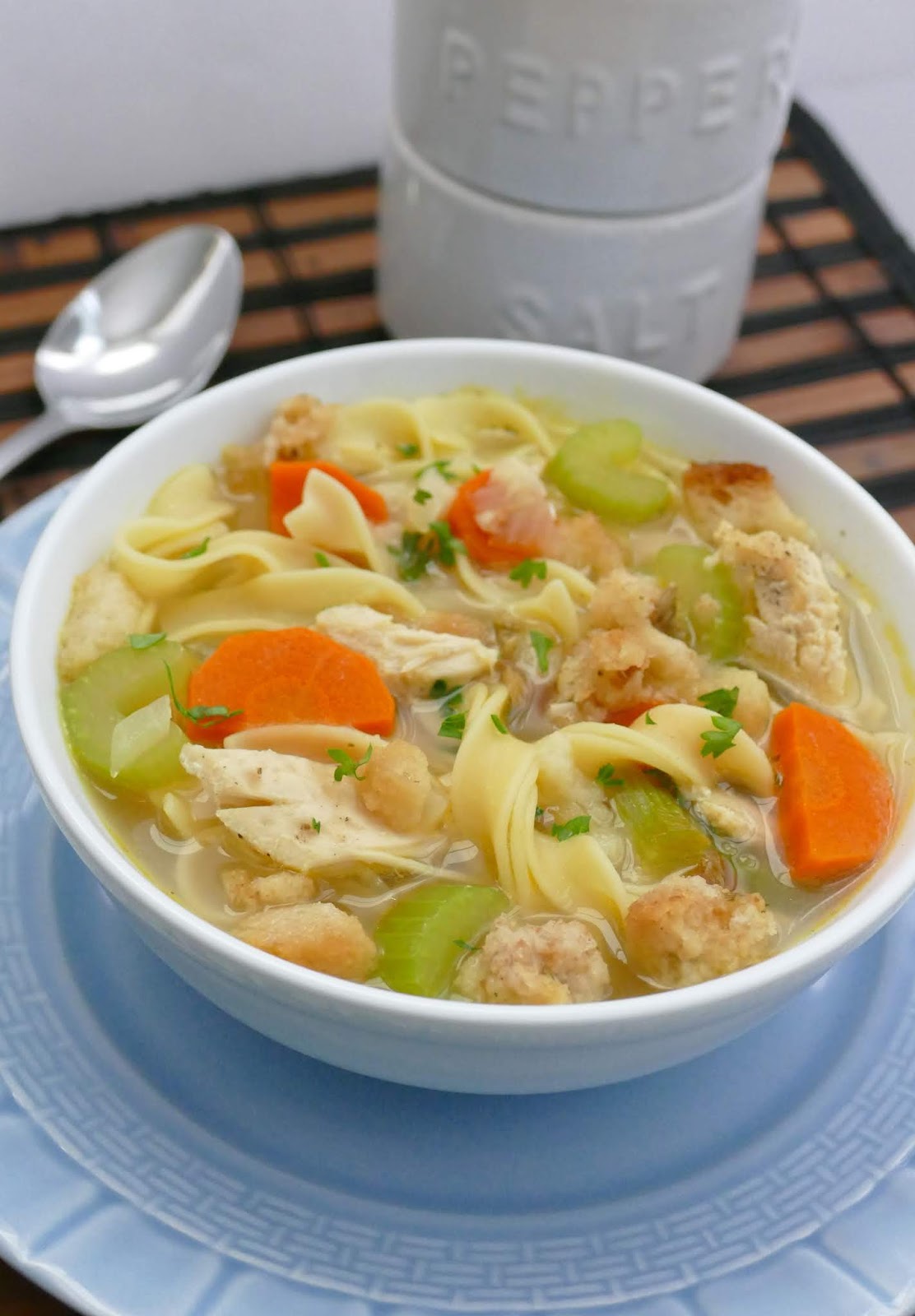 Roasted Turkey and Stuffing Noodle Soup Recipe