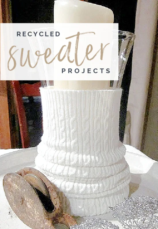 sweater candle cozy with Pinterest overlay