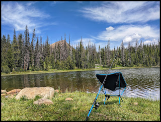 My Favorite chair and pole at Crystal Lake with Haystack Mountain in the background My Favorite chair and pole at Crystal Lake with Haystack Mountain in the background.