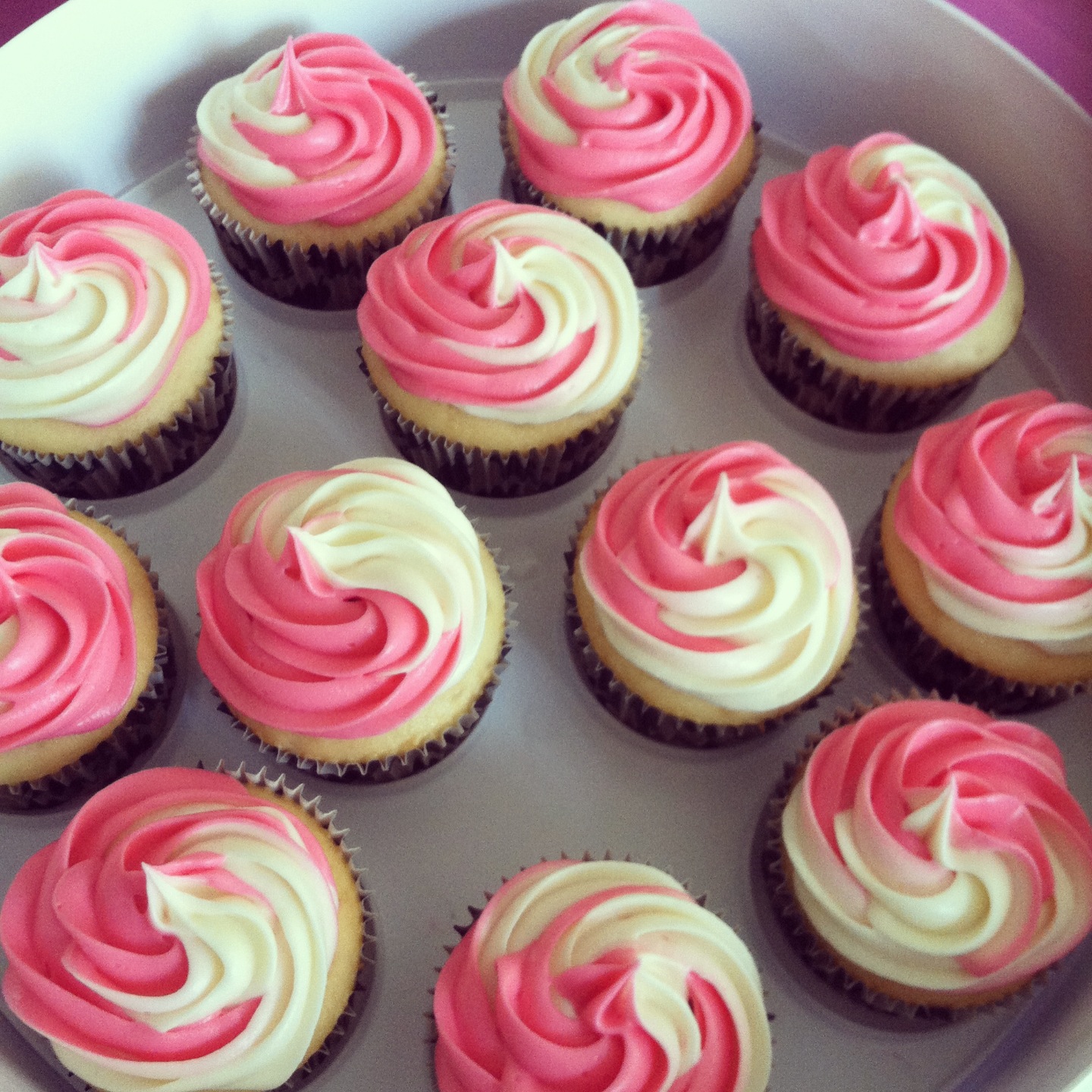 My latest Pinterest success Twotoned frosted cupcakes