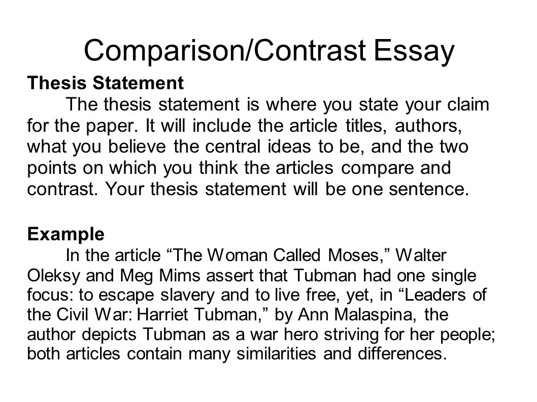 good thesis statements for compare and contrast essays