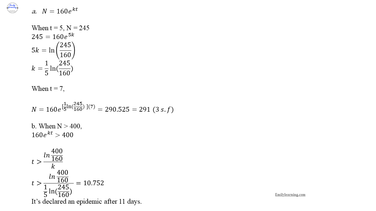 Add Math Specimen Paper 1 Question 5 on exponential and natural logarithm