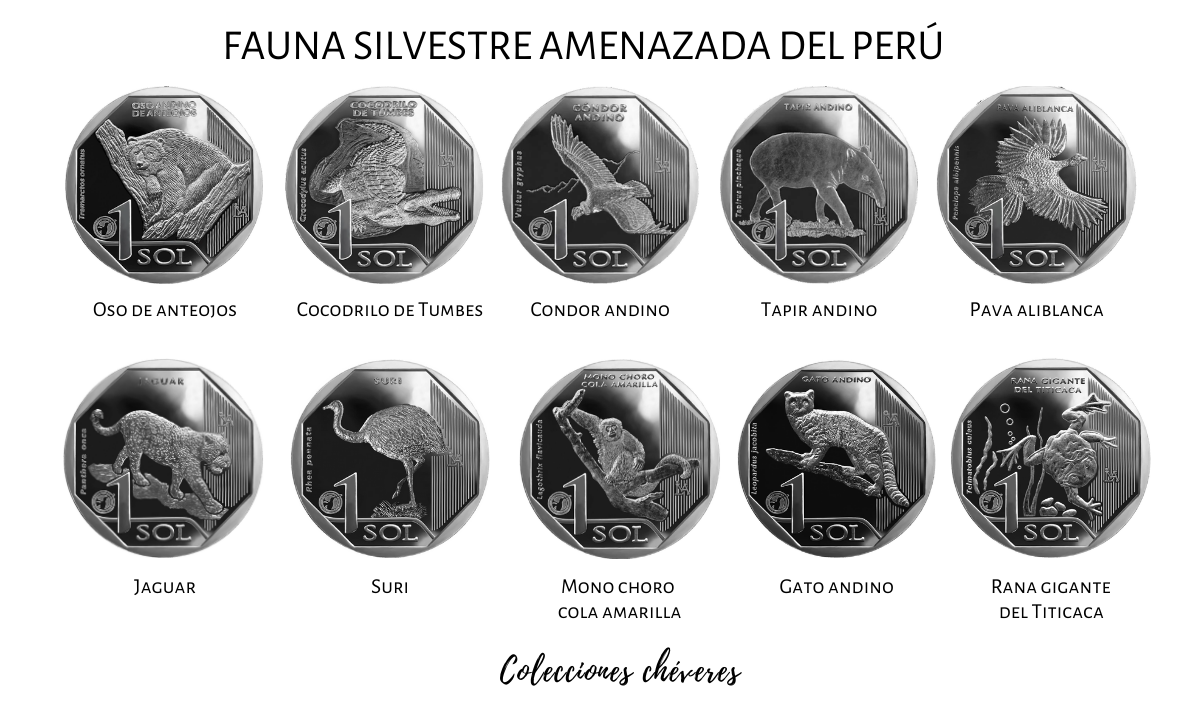 coleccion de monedas fauna silvestre amenazada del peru