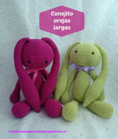 conhiloslanasybotones - Conejo orejas largas amigurumi