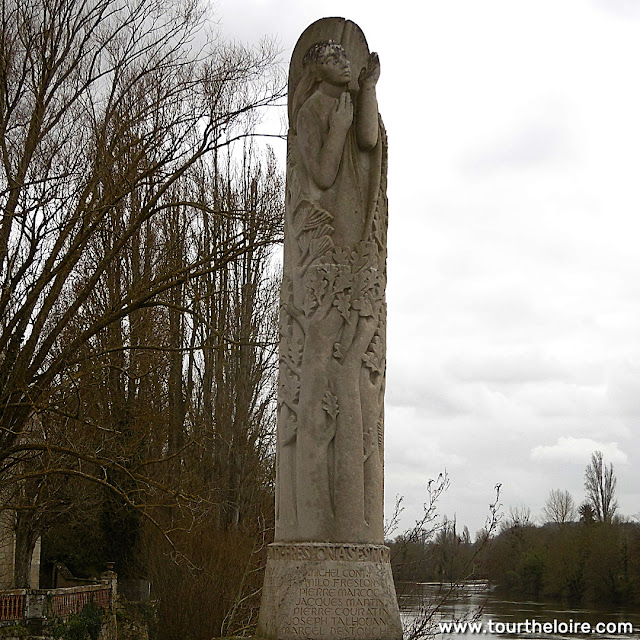 Memorial to Free French Forces sculpted by Paulette Richon, Descartes.  Indre et Loire, France. Photographed by Susan Walter. Tour the Loire Valley with a classic car and a private guide.