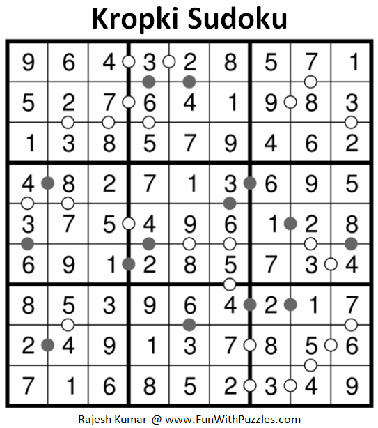 Kropki Sudoku Puzzles (Fun With Sudoku #238) Solution