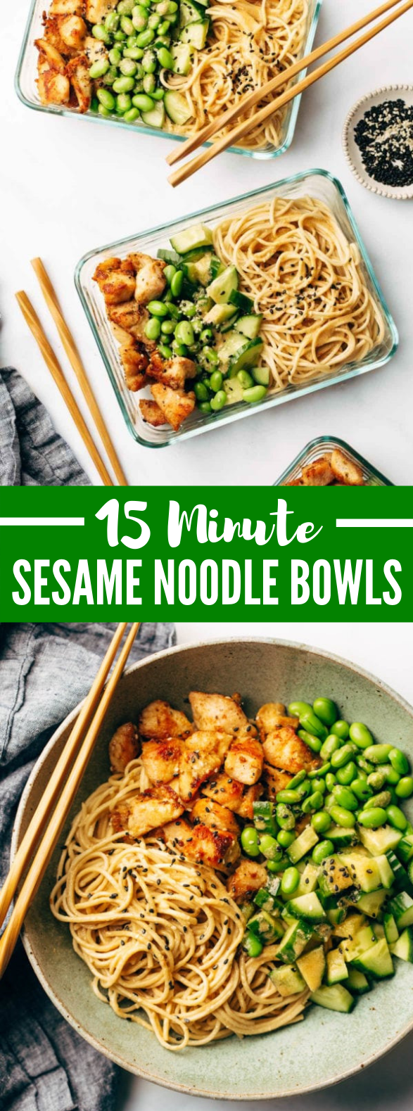 15 Minute Meal Prep: Sesame Noodle Bowls #lunch #meal