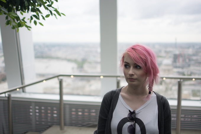 pink hair sky garden london outfit ootd