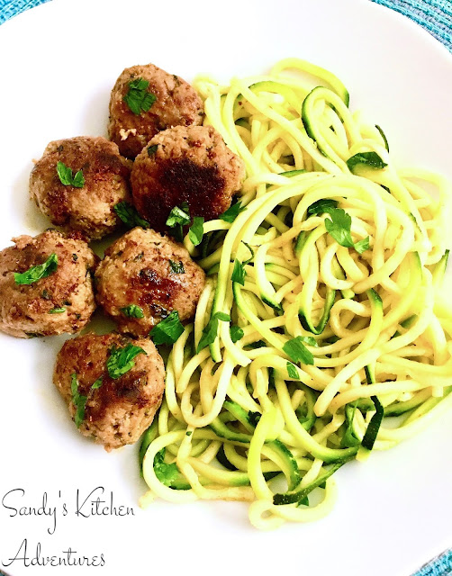 Garlic Butter Turkey Meatballs with Lemon Zucchini Noodles Sandy's