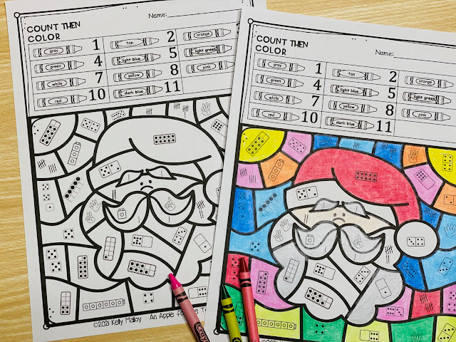 Christmas Subitizing Color By Number Worksheets Santa