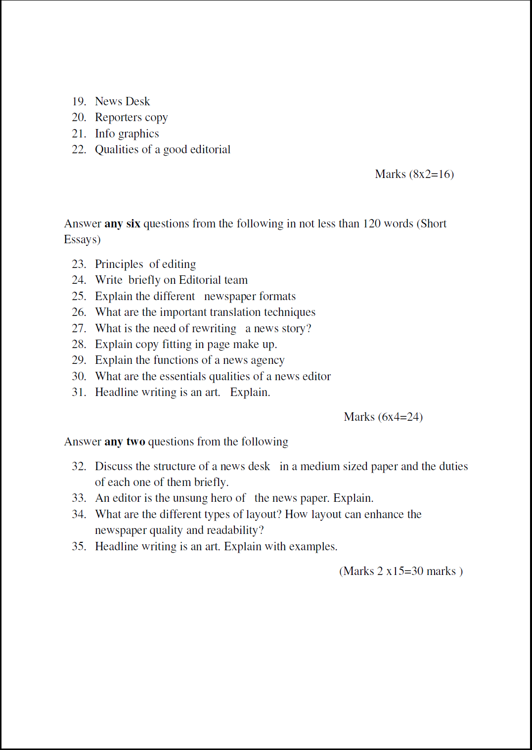 editing question paper