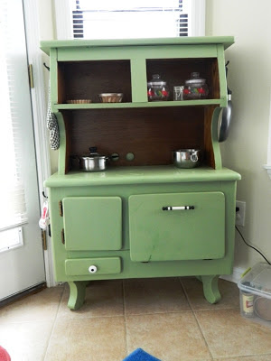 Close-up of green armoire