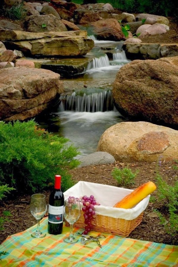 A relaxing garden and backyard waterfalls