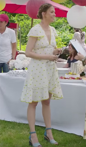 Liza Miller in yellow printed ruffle dress Younger Season 4 Episode 9 ...