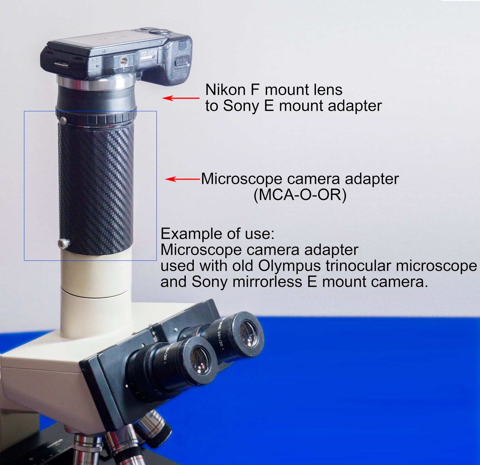 Microscope camera adapter for Olympus trinocular head. (MCAOOR)