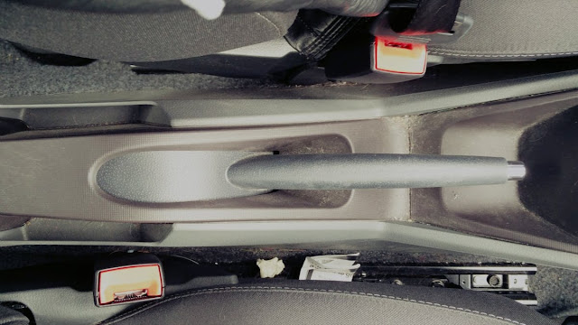 the gap between the seat and centre console 