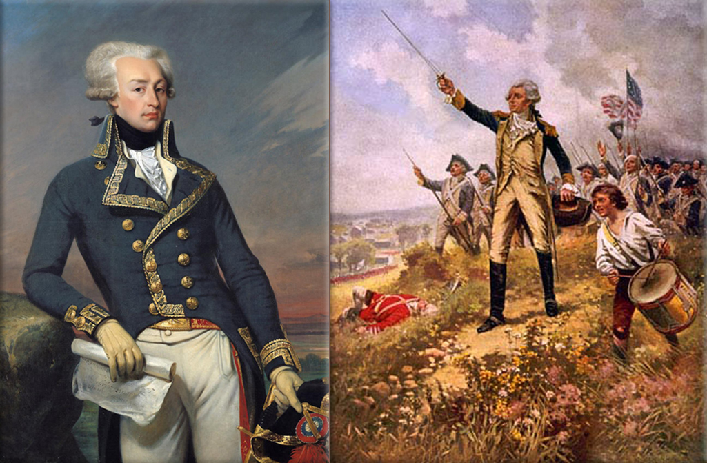 Marquis de Lafayette at the battle of Yorktown. and. and the British frigat...