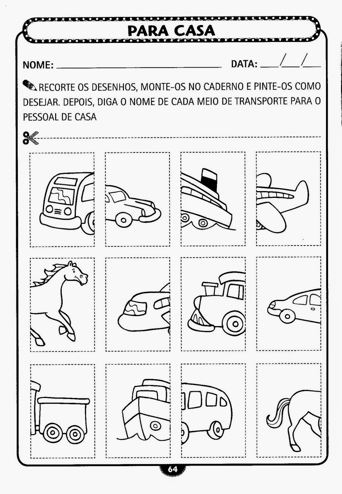 Semana do Trânsito - Atividades sobre trânsito e meios de transporte