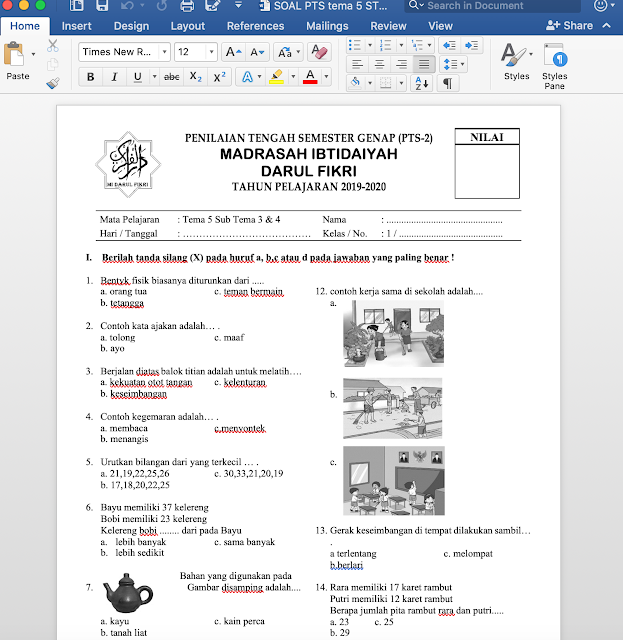 Menguasai Lingkungan Sekitar: Contoh Soal Tema 5 Subtema 3 Kelas 1 SD