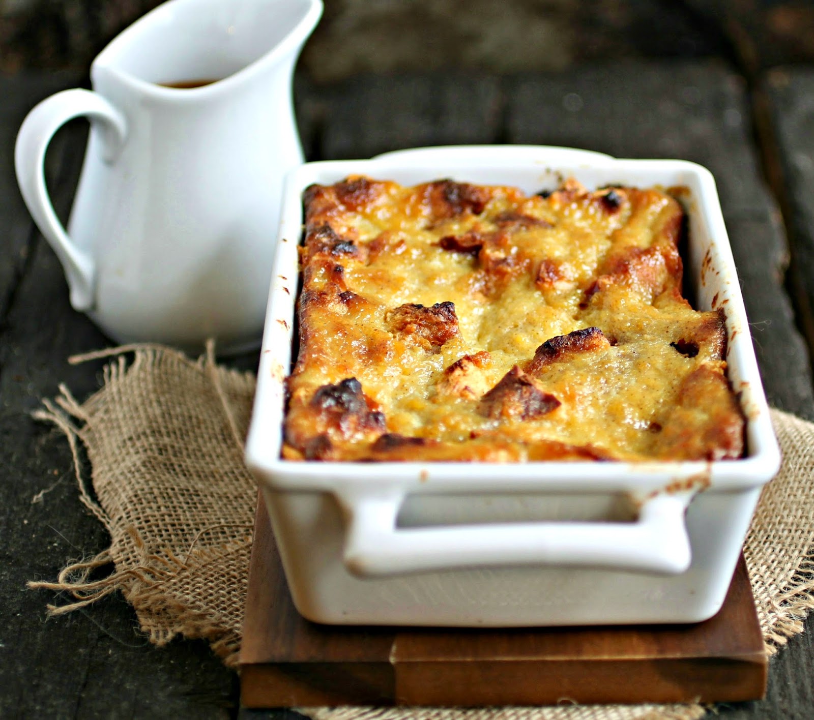Cinnamon Bread Pudding with Salted Chocolate Rum Sauce