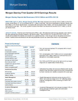 MORGAN STANLEY RESULTADOS PRIMER TRIMESTRE 2019 