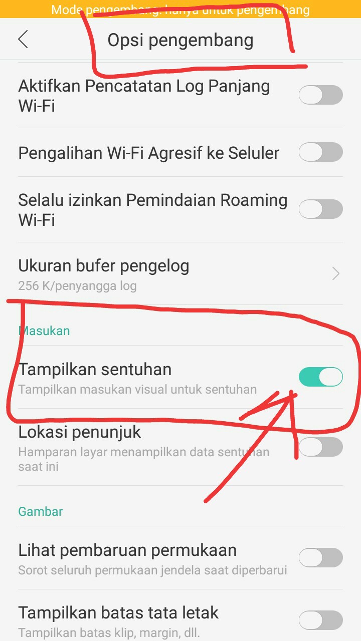 Cara Menampilkan dan Menghilangkan Tanda Layar Sentuh Oppo A37f