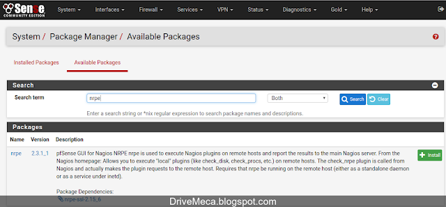 DriveMeca monitoreando un firewall pfSense con NRPE en un Nagios