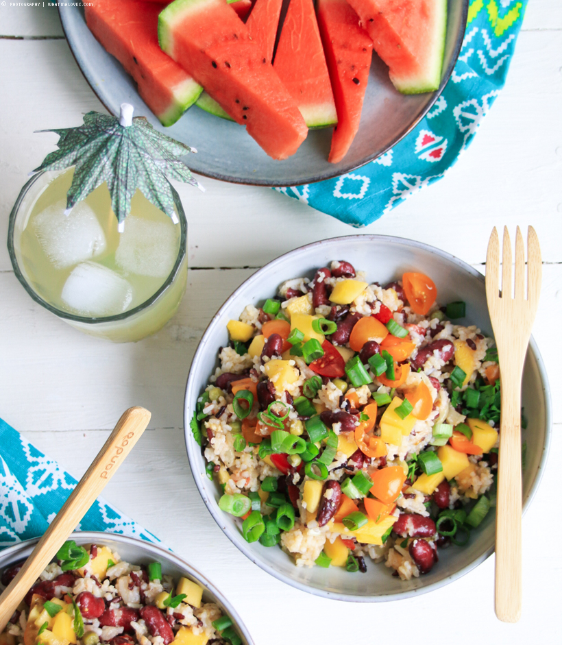 Healthy Rice Salad with Mango & beans