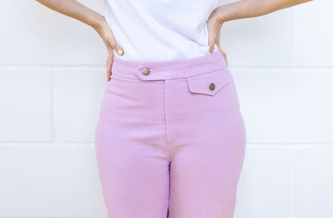 Tilly's pink Jessa jeans of dreams - sewing pattern by Tilly and the Buttons