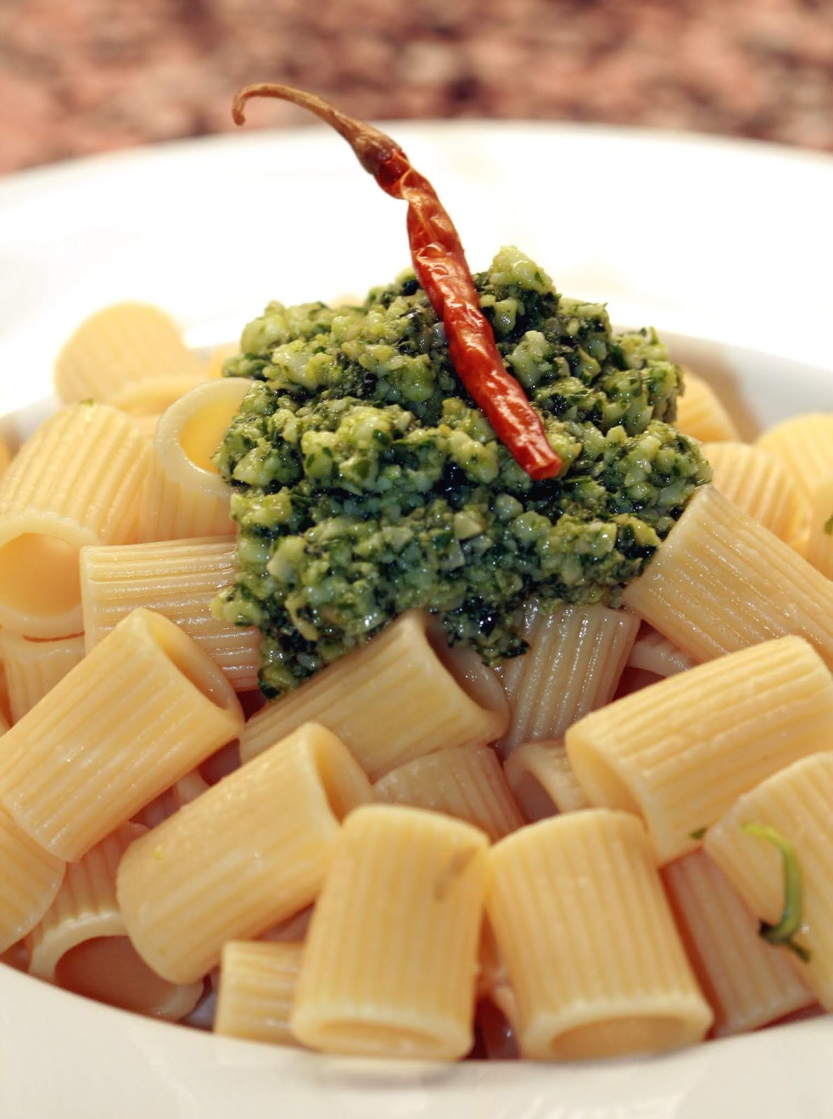 Receta Rigatoni al pesto
