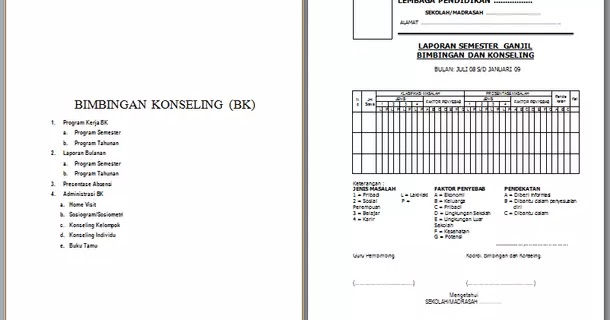 Contoh Format Administrasi Bk Bimbingan Konseling Berkas Edukasi