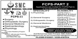 Jobs for Doctors at Sialkot Medical College (SMC) - 2021