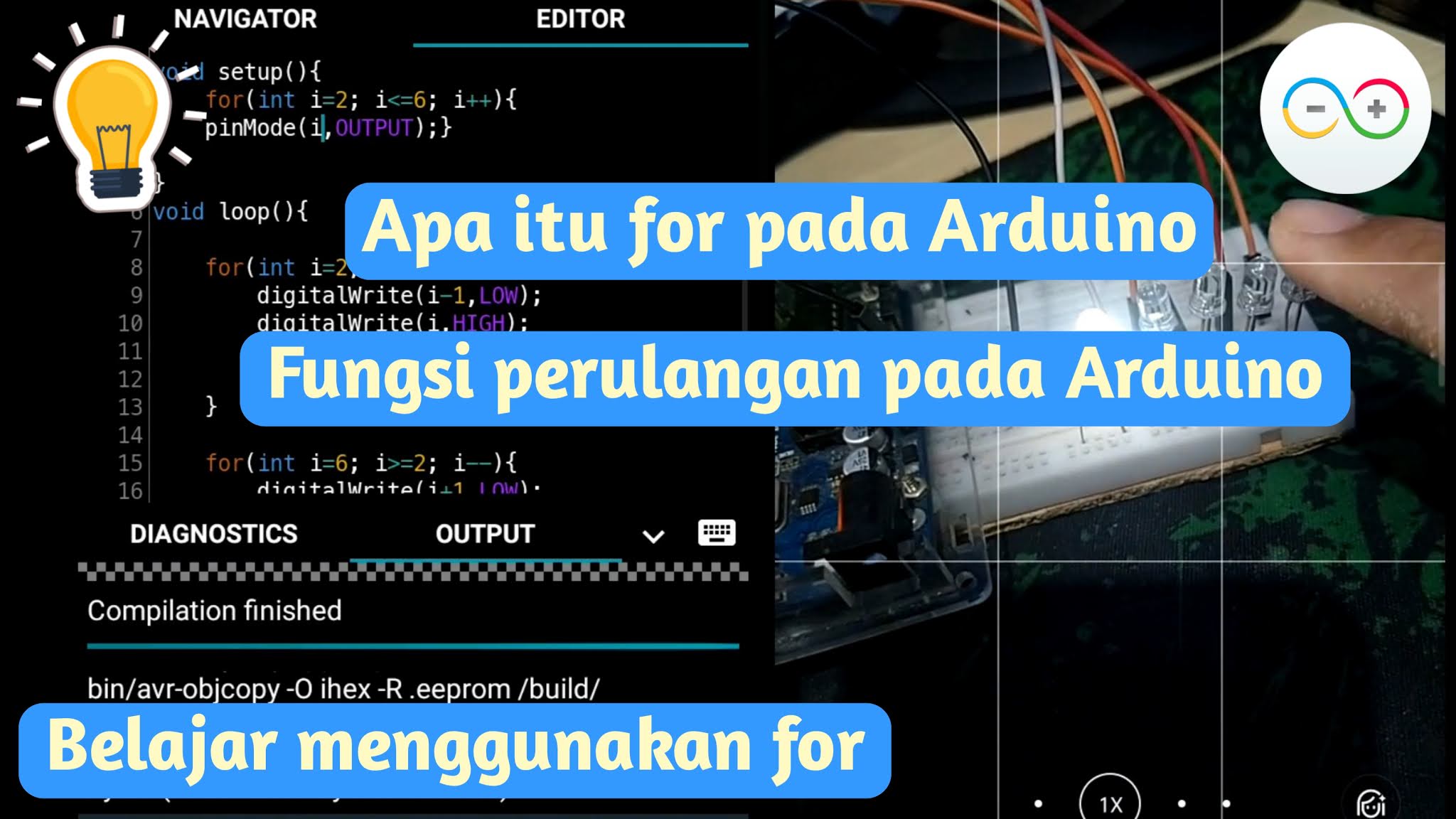 cara mengunakan fungsi for pada pemograman arduino, fungsi perulangan ...