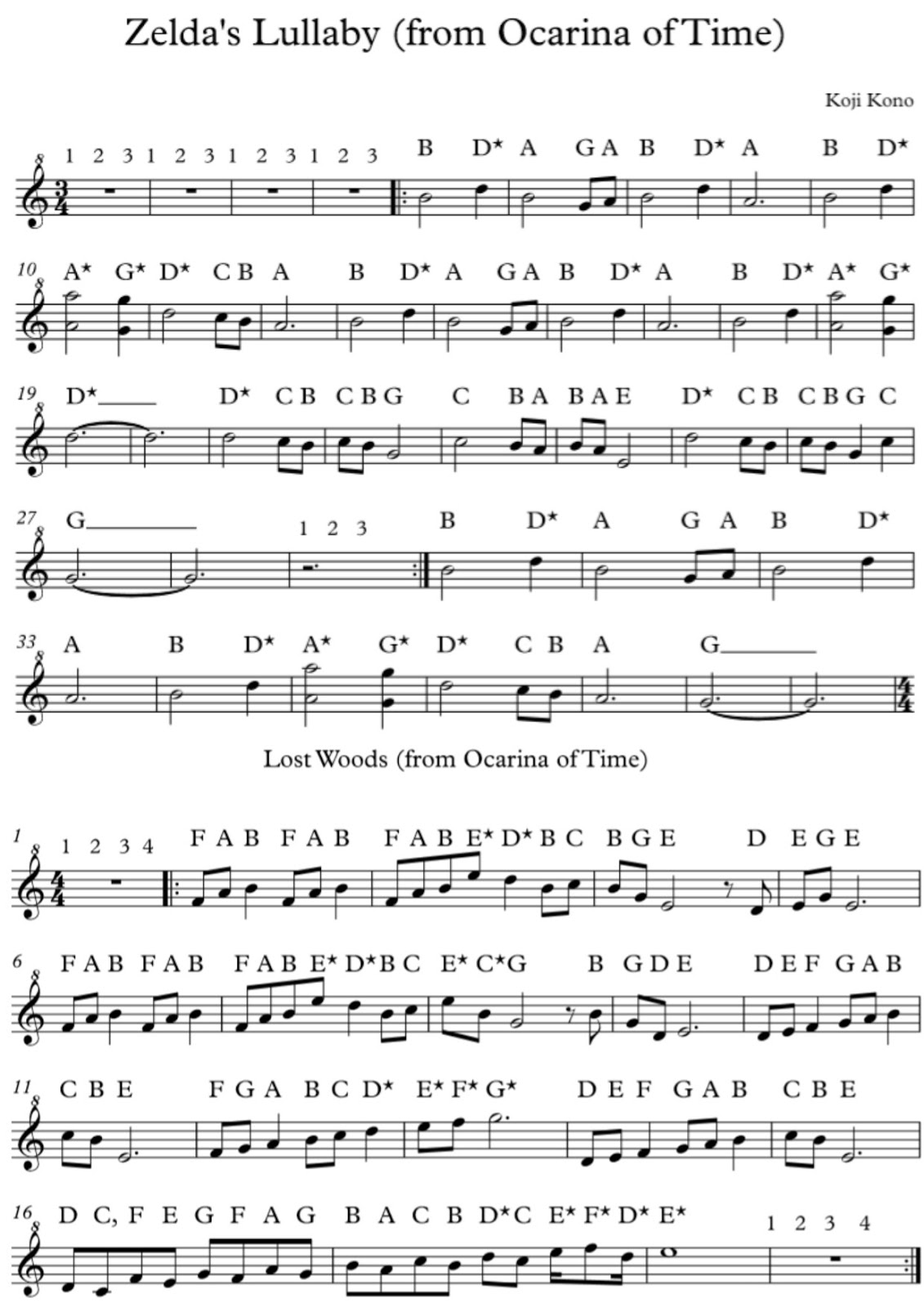 Zelda's Lullaby (Legend of Zelda Ocarina of Time) - PIANO SHEET