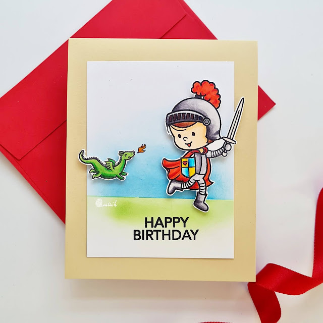 Brave knight - Your Next Stamp, Little darling frog stamp set,Cute cards,Card for boys,masculine birthday card,Birthday card,Quillish,