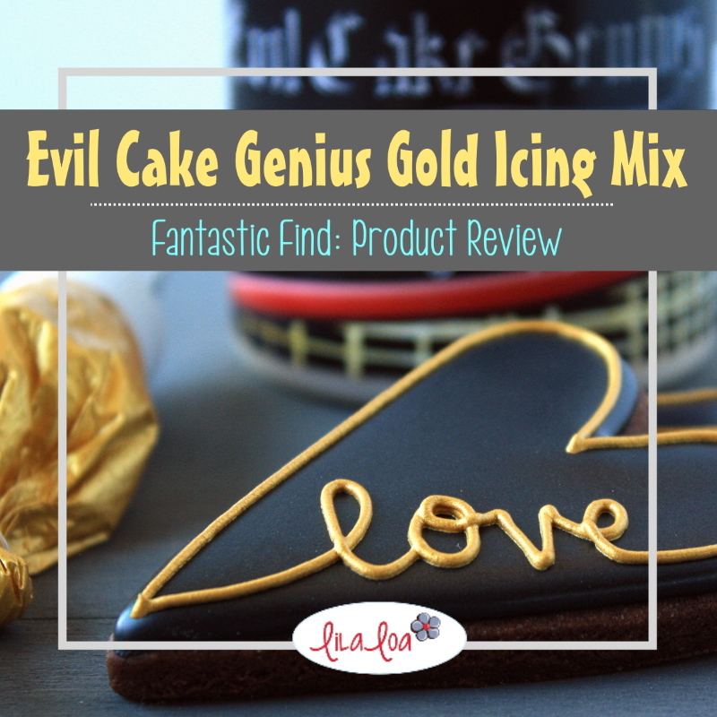 A product review of Evil Cake Genius Gold Icing Mix -- gold royal icing that you can pipe!