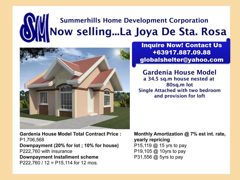 SM's House and Lot in Sta Rosa, Laguna La Joya Balibago, Sta Rosa Laguna