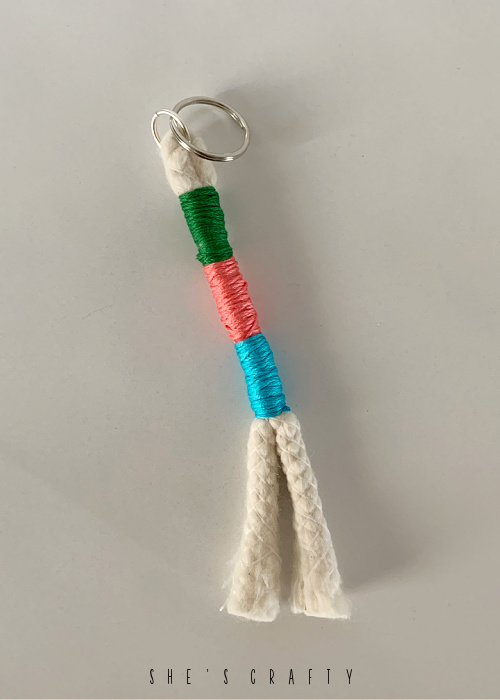 floss wrapped keychain - wrap floss around rope.